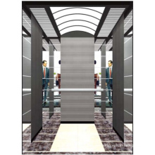 Mirror surface stainless steel arched etching parquet lighting family passenger elevator cabin lift